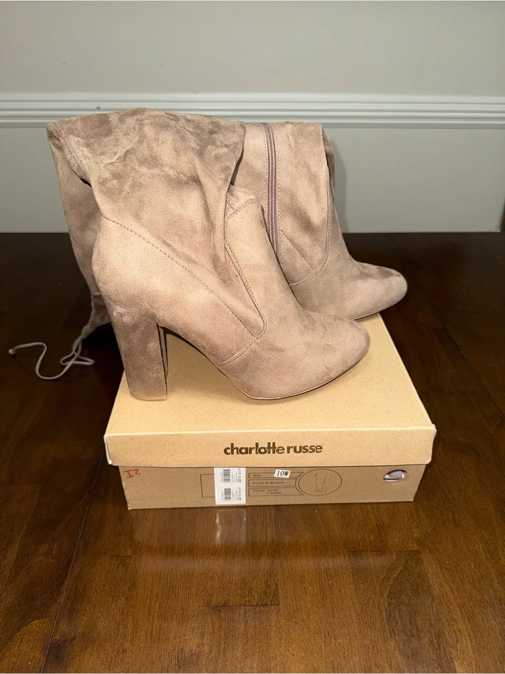 Charlotte Russe Elisa Taupe Over The Knee Boots Size 10W